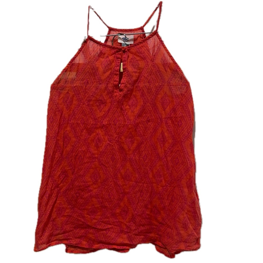 GUC Old Navy Coral Spaghetti Strap Top w/ Diamond Motif Size XS